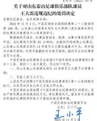 世界杯直播-足协罚单：王大雷实施暴力行为 停赛4场罚款4万元